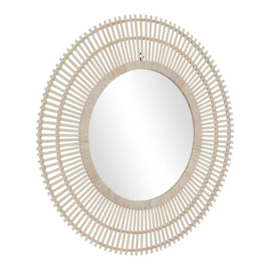 Kirkland's Home Ivory Woven Bamboo Sunburst Wall Mirror- Decorative Mirrors