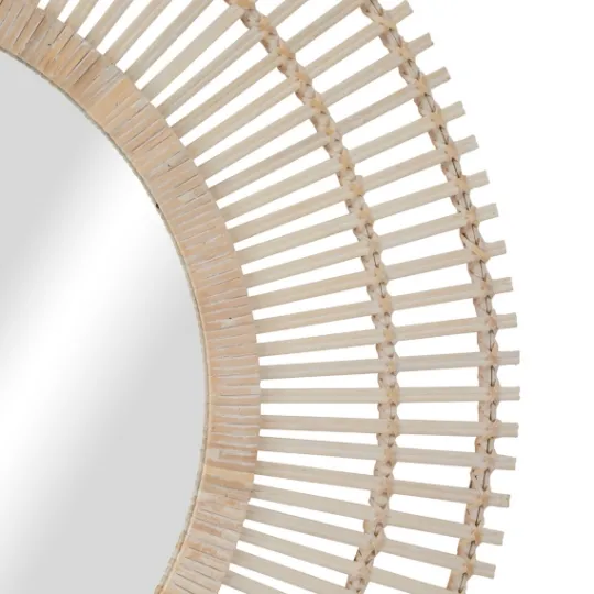 Kirkland's Home Ivory Woven Bamboo Sunburst Wall Mirror- Decorative Mirrors