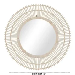 Kirkland's Home Ivory Woven Bamboo Sunburst Wall Mirror- Decorative Mirrors
