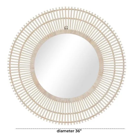 Kirkland's Home Ivory Woven Bamboo Sunburst Wall Mirror- Decorative Mirrors