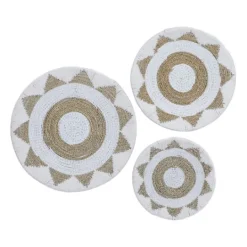Kirkland's Home Ivory Woven Cotton Round 3-Pc. Wall Decoration- Wall Plaques