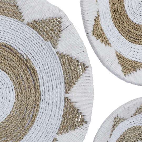 Kirkland's Home Ivory Woven Cotton Round 3-Pc. Wall Decoration- Wall Plaques