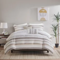 Kirkland's Home Jacquard Stripe 5-Pc. Cali King Comforter Set- Comforters