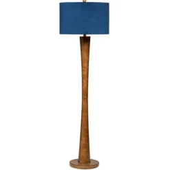Kirkland's Home Janis Bronze And Teal Velvet Floor Lamp- Floor Lamps