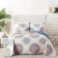 Kirkland's Home Jessica Simpson Blue Pompeii Queen Quilt Set- Quilts