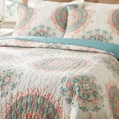 Kirkland's Home Jessica Simpson Blue Pompeii King Quilt Set- Quilts