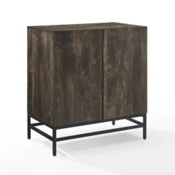 Kirkland's Home Joanelle Dark Steel And Wood Wine Cabinet- Cabinets & Sideboards