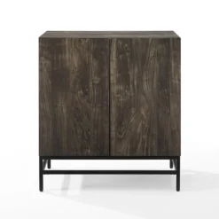 Kirkland's Home Joanelle Dark Steel And Wood Wine Cabinet- Cabinets & Sideboards