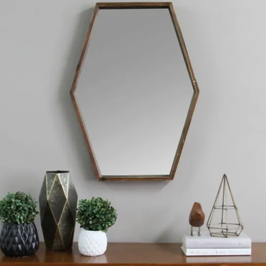 Kirkland's Home Jojo Wood Hexagon Wall Mirror- Decorative Mirrors