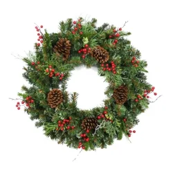 Kirkland's Home Jolly Pine Sprigs And Red Berries Wreath- Wreaths