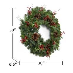 Kirkland's Home Jolly Pine Sprigs And Red Berries Wreath- Wreaths