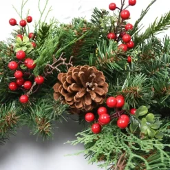 Kirkland's Home Jolly Pine Sprigs And Red Berries Wreath- Wreaths