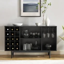 Kirkland's Home Josette Wood Open Wine Cabinet- Cabinets & Sideboards