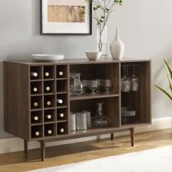 Kirkland's Home Josette Wood Open Wine Cabinet- Cabinets & Sideboards