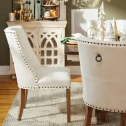 Kirkland's Home Julia Cream Upholstered Dining Chair- Dining Chairs