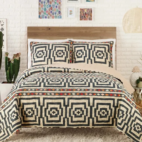 Kirkland's Home Justina Blakeney Black Hypnotic King Quilt Set- Quilts