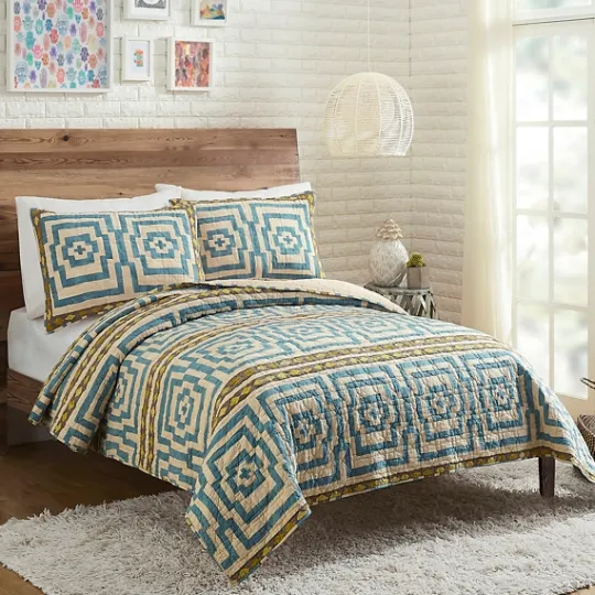 Kirkland's Home Justina Blakeney Blue Hypnotic King Quilt Set- Quilts