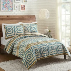 Kirkland's Home Justina Blakeney Blue Hypnotic Queen Quilt Set- Quilts