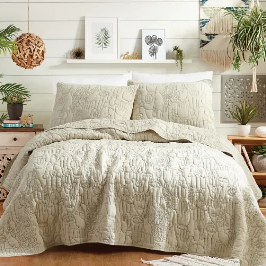 Kirkland's Home Justina Blakeney Natural Hamsa King Quilt Set- Quilts