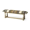 Kirkland's Home Jute Striped Natural Wood Bench- Benches & Ottomans
