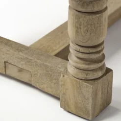 Kirkland's Home Jute Striped Natural Wood Bench- Benches & Ottomans