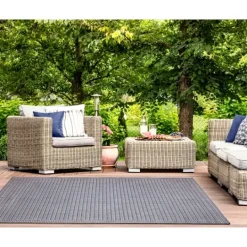 Kirkland's Home Kaya Navy Gradient Indoor/Outdoor Area Rug, 6X9- Outdoor Rugs