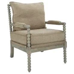 Kirkland's Home Khaki Liam Turned Leg Accent Chair- Accent Chairs