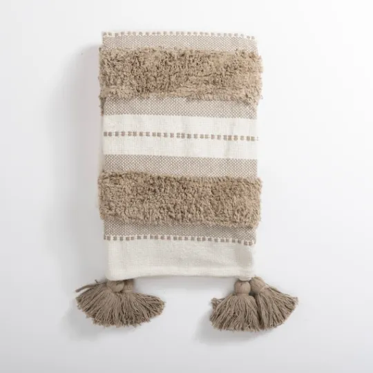 Kirkland's Home Khaki Montauk Cotton Tufted Throw- Blankets & Throws