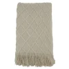 Kirkland's Home Knitted Beige With Fringe Throw Blanket- Blankets & Throws