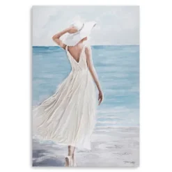 Kirkland's Home Lady In White Hat & Dress Giclee Canvas Art Print- Canvas Art