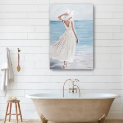 Kirkland's Home Lady In White Hat & Dress Giclee Canvas Art Print- Canvas Art