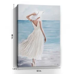 Kirkland's Home Lady In White Hat & Dress Giclee Canvas Art Print- Canvas Art