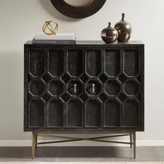 Kirkland's Home Laini Distressed Modern Carved Cabinet- Cabinets & Sideboards