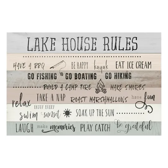 Kirkland's Home Lake House Rules Giclee Canvas Art Print- Wall Quotes & Signs