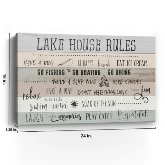 Kirkland's Home Lake House Rules Giclee Canvas Art Print- Wall Quotes & Signs
