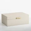 Kirkland's Home Large Beige Leather Brass Handle Box- Baskets & Boxes