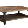 Kirkland's Home Large Brown Pine Wood And Metal Coffee Table- Coffee Tables