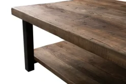 Kirkland's Home Large Brown Pine Wood And Metal Coffee Table- Coffee Tables