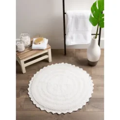 Kirkland's Home Large Crochet Round Bath Mat- Bathroom Rugs