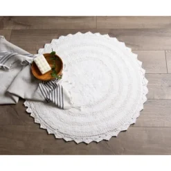 Kirkland's Home Large Crochet Round Bath Mat- Bathroom Rugs