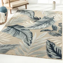 Kirkland's Home Large Print Tropical Leaf Outdoor Area Rug, 5X7- Outdoor Rugs