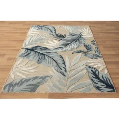 Kirkland's Home Large Print Tropical Leaf Outdoor Area Rug, 5X7- Outdoor Rugs