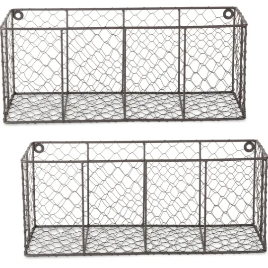 Kirkland's Home Large Wall Hanging Chicken Wire Baskets, Set Of 2- Wall Storage