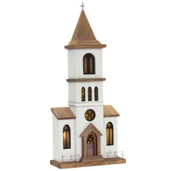 Kirkland's Home Large Wooden Church Tabletop Statue- Statues & Figurines