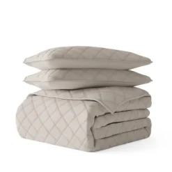 Kirkland's Home Latte Stitched Diamond 3-Pc. Queen Quilt Set- Quilts