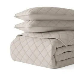 Kirkland's Home Latte Stitched Diamond 3-Pc. Queen Quilt Set- Quilts