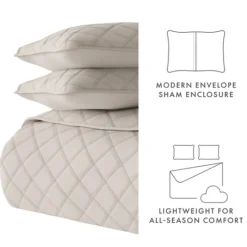 Kirkland's Home Latte Stitched Diamond 3-Pc. King Quilt Set- Quilts