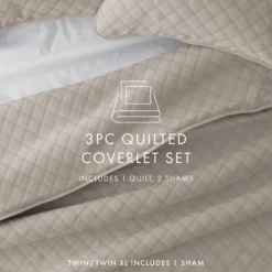 Kirkland's Home Latte Stitched Diamond 3-Pc. King Quilt Set- Quilts