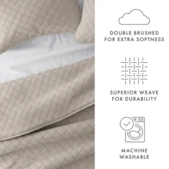 Kirkland's Home Latte Stitched Diamond 2-Pc. Twin Quilt Set- Quilts