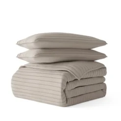 Kirkland's Home Latte Stitched Stripes 2-Pc. Twin Quilt Set- Quilts